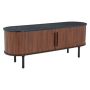 Fluted Wood-Grain Media Console in a styled home setting