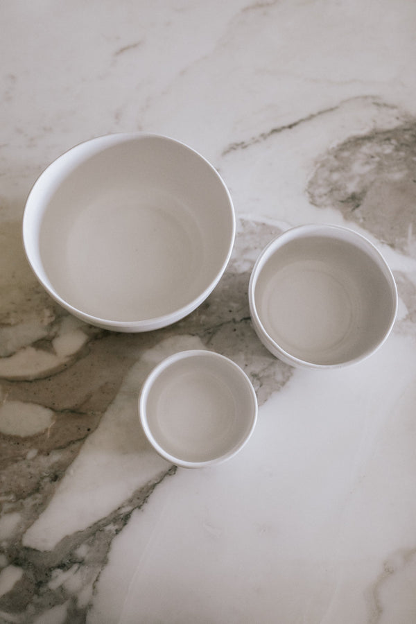 Matte White Ceramic Nesting Bowl Set