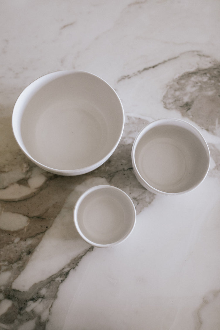 Matte White Ceramic Nesting Bowl Set
