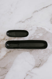 Glossy Black Ceramic Olive Bowl Set