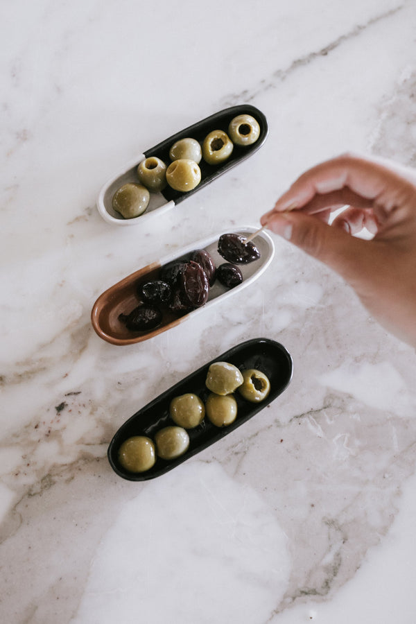 Two-Tone Ceramic Olive Bowl Set