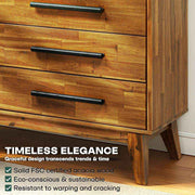 Mid-Century Wood-Grain Six-Drawer Dresser