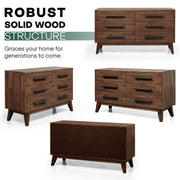 Mid-Century Wood-Grain Six-Drawer Dresser
