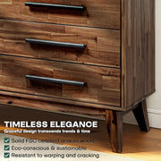 Mid-Century Wood-Grain Six-Drawer Dresser