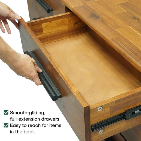 Mid-Century Wood-Grain Six-Drawer Dresser