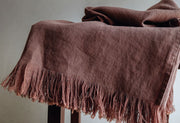 Fringed Linen Throw Blanket