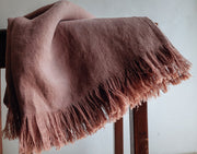 Fringed Linen Throw Blanket