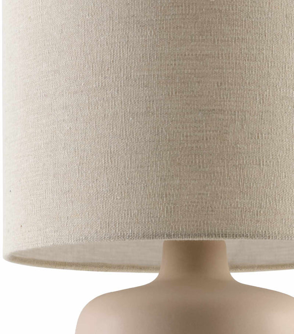 Close-up of Matte Ceramic Linen Shade Table Lamp shade