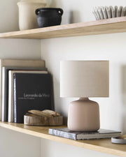 Matte Ceramic Linen Shade Table Lamp