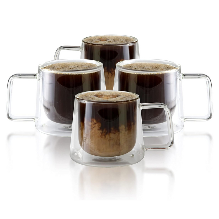 Double-Wall Glass Coffee Mug Set