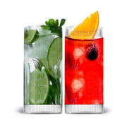 Ribbed Clear Glass Highball Tumblers