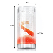 Ribbed Clear Glass Highball Tumblers