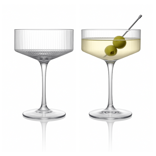 Ribbed Clear Glass Coupe Set