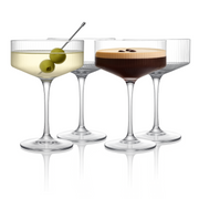 Ribbed Clear Glass Coupe Set