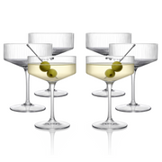 Ribbed Clear Glass Coupe Set