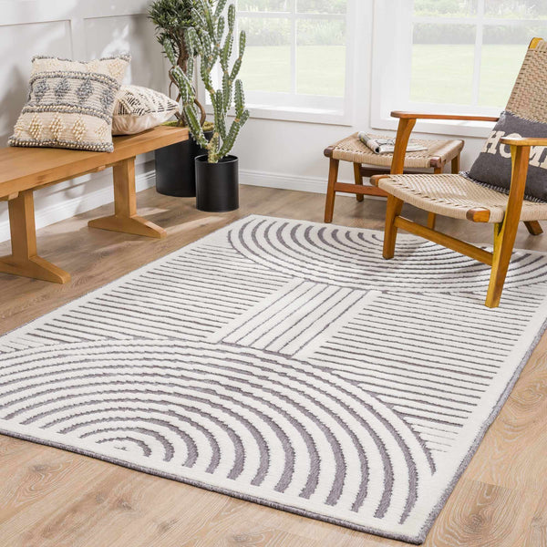 Geometric Gray Washable Area Rug