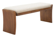 Close-up of material and construction detail — Boucle Upholstered Wood Bench
