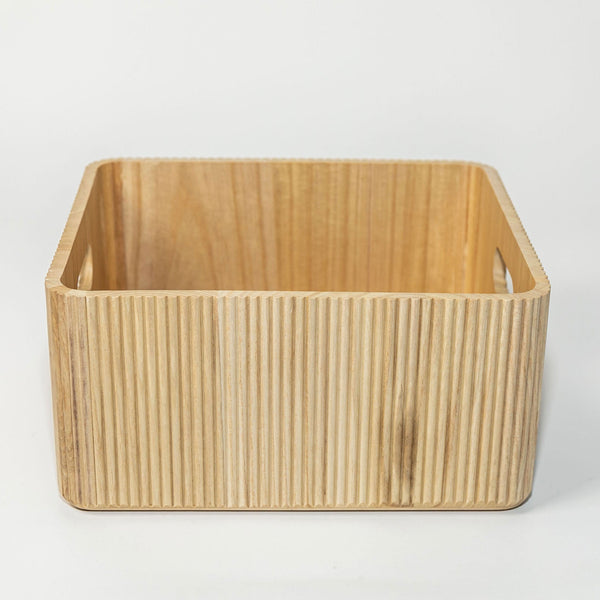 Paulownia Wood Ribbed Storage Bin