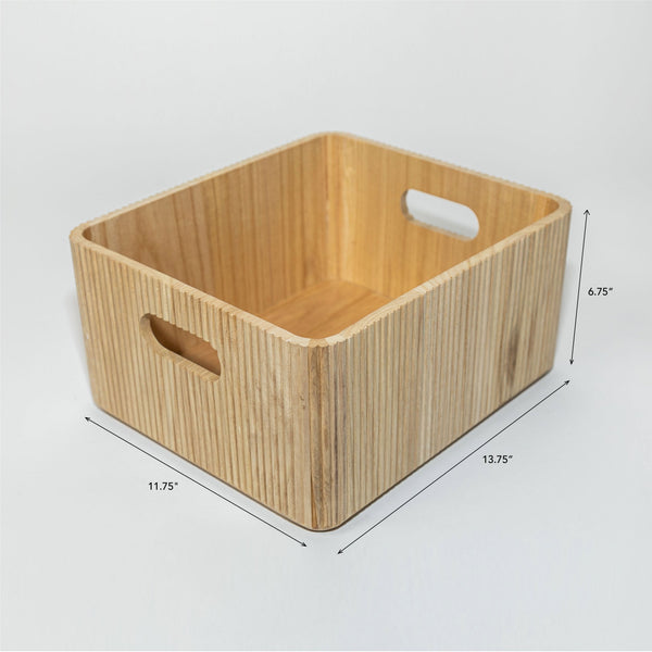 Paulownia Wood Ribbed Storage Bin