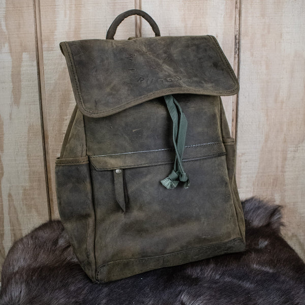 Weathered Full-Grain Leather Backpack