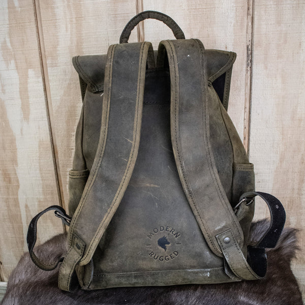 Weathered Full-Grain Leather Backpack