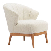 Close-up of carved leg and joinery detail — Boucle Channel-Back Accent Chair