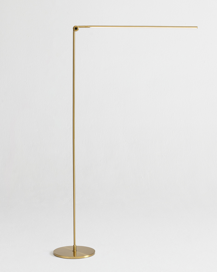 Gold-Finish Linear LED Floor Lamp with Right-Angle Arm