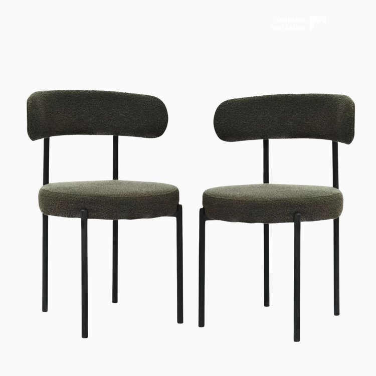 Boucle Crescent-Back Dining Chairs Set — packaging and unboxing view