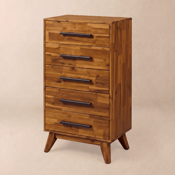 Mid-Century Solid Wood Tall Dresser