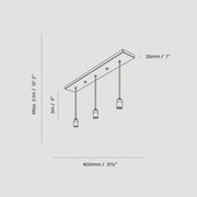 Brass Linear Triple Pendant Fixture, White Canopy