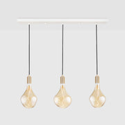 Brass Linear Triple Pendant Fixture, White Canopy
