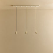 Brass Linear Triple Pendant Fixture, White Canopy