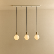 Brass Linear Triple Pendant Fixture, White Canopy