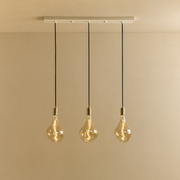 Brass Linear Triple Pendant Fixture, White Canopy