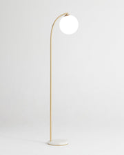 Brass-Tone Arc Globe Floor Lamp