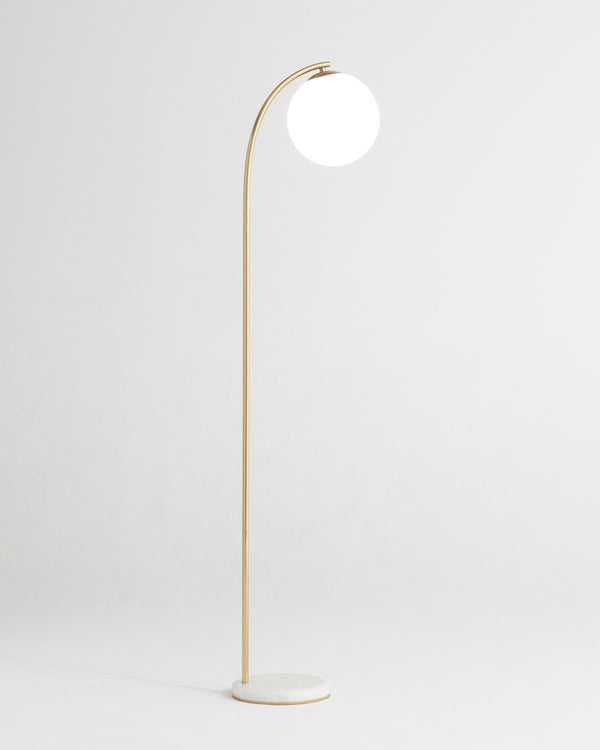 Brass-Tone Arc Globe Floor Lamp