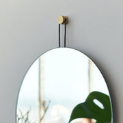 Close-up of glass clarity and rim detail — Brass-Hook Round Wall Mirror