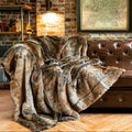 Tonal Stripe Faux Fur Throw — Long-pile faux fur throw in tonal stripes, available in four colorways and three sizes