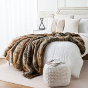 Tonal Stripe Faux Fur Throw — alternate angle showing full form