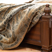Tonal Stripe Faux Fur Throw — close-up of label and production detail