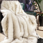 Close-up of material and construction detail — Tonal Stripe Faux Fur Throw