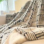 Basket-Weave Faux Fur Throw — detail of finish and surface variation