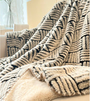 Basket-Weave Faux Fur Throw — back and side profile detail