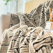 Basket-Weave Faux Fur Throw — packaging and unboxing view