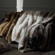 Long-Pile Faux Fur Throw Blanket — styled in a complete room vignette