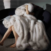 Close-up of faux fur texture and weave detail — Long-Pile Faux Fur Throw Blanket