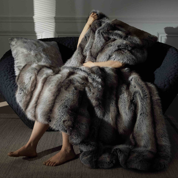 Long-Pile Faux Fur Throw Blanket — Double-sided faux fur throw in eight tonal colorways, generously oversized