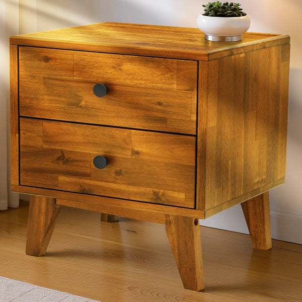 Two-Drawer Solid Wood Nightstand