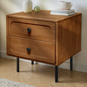 Hevea Wood 2-Drawer Nightstand