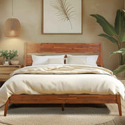 Acacia Wood-Grain Platform Bed Frame